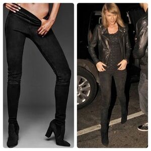 NIB Tamara Mellon Black Stretch Suede Sweet Revenge Legging Boots Sz 35.5 XS S